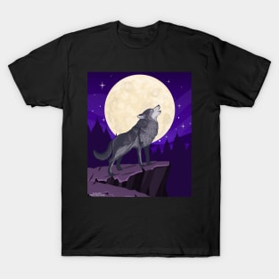 Wolf Howling At The Moon T-Shirt